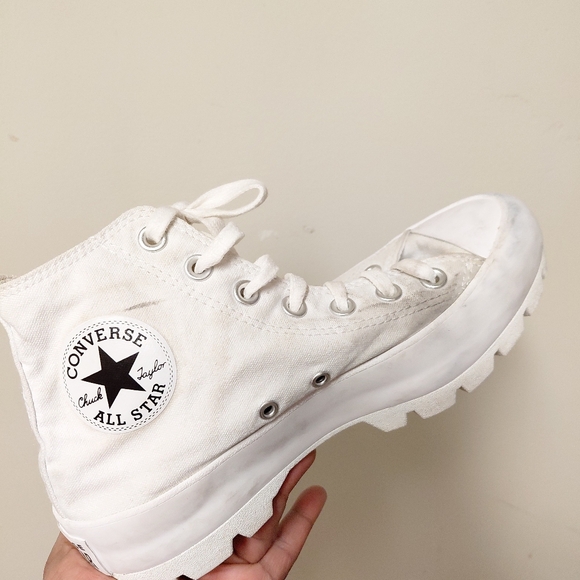 Converse Women's White Chunky Lugsole Hightop Laceup Sneakers Size 7.5 - Picture 2 of 11